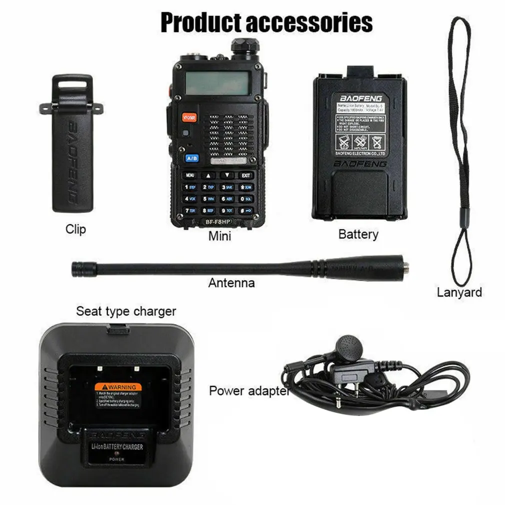 

Baofeng 7W BF-F8HP Walkie Talkie Vhf/Uhf Dual Band Dual Display Draagbare Cb Ham Radio Station Amateur Politie scanner Radio