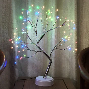 

Battery And USB Operated/108LED Beads Copper Wire Tree Branch Night Light With Touch-Sensitive Switch Decorative Table Lamp