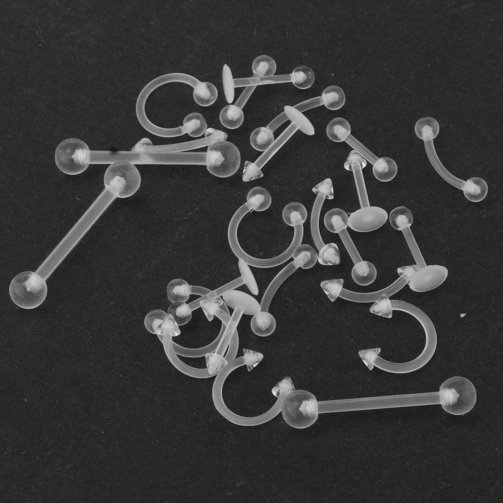 24 Pieces Mixed Acrylic Nose Studs Ring Retainers Bars Piercing Body Jewellery