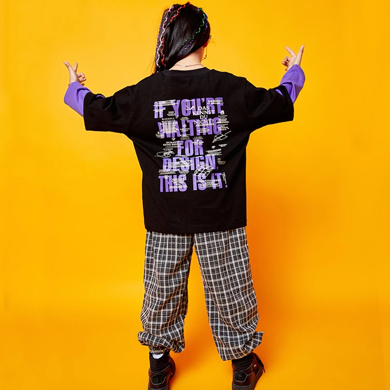 Kids Hip Hop Clothes Girls Jazz Street Dance Costume Children Spring Sweatshirt Pants Set Ballroom Dancewear Stage Outfit SL1965