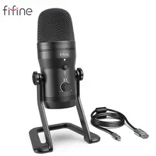 Fifine usb microfone de gravação computador podcast mic para pc/ps4/mac, quatro padrões de captação para vocais, jogos, asmr, zoom-classe (k690)