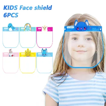 

Child Mask Cute Animal Print Face Shield Protector Mask Oil Splash Antismoke Antidust Protective Mask Transparent Mask Kids 6PCs