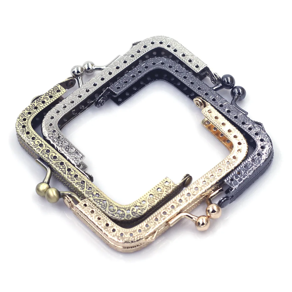 

10Pcs Square Purse Bag Frames Kiss Clasps Wallet Buckles DIY Handbag Crafts Accessories Bronze/Silver/Gold/Gunmetal Tone 8.5cm