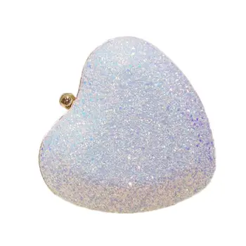 

Stylish Women Sequins Heart Shaped Handbag Evening Party Clutch Shoulder Bag Wedding Wallet Purse 517D