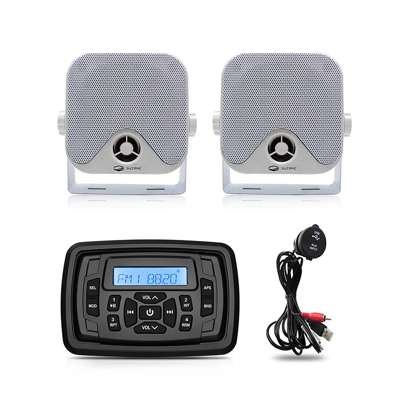 Sistema Audio Stereo Bluetooth Stereo Radio Stereo Impermeabile Per Lettore Mp3 + Altoparlante Marino Da 4 "+ Cavo Usb Per Barca Per Carrello Da Golf 