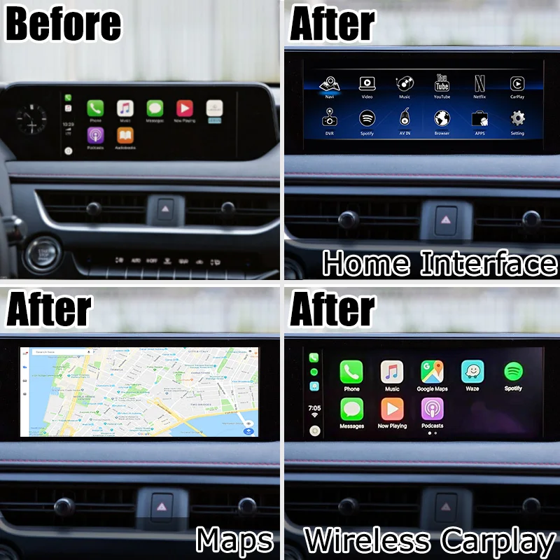 Интерфейсная коробка для Android / Carplay Lexus UX200 UX250h UX 2018 видеоинтерфейс с сенсорной