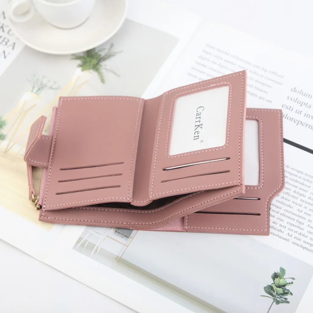 Women Wallet Short Zipper Wallet Clutch Bag Female Fashion soild color Three-Fold Coin Purse Women's Small Change Mini Money Bag