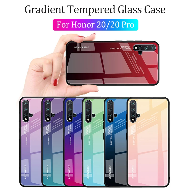 

For Huawei Honor 20 Case For Huawei Honor 20 Pro Nova 3 5i 5 Pro Case Gradient Tempered Glass Silicone Soft Frame Phone Cover