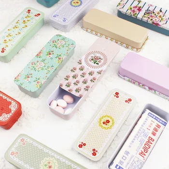 

1PC Portable Mini Floral Metal Storage Box Slide Small Pill ,Headphone,Cigarette ,Jewelry Tin Box Organizer Container