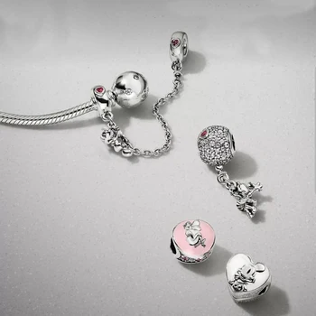 

NEW 100% 925 Sterling Silver Lovely Charm 4 Charm Bead Bracelet Set Planet of Love Charm Astronaut Night Blue Love Heart Charm