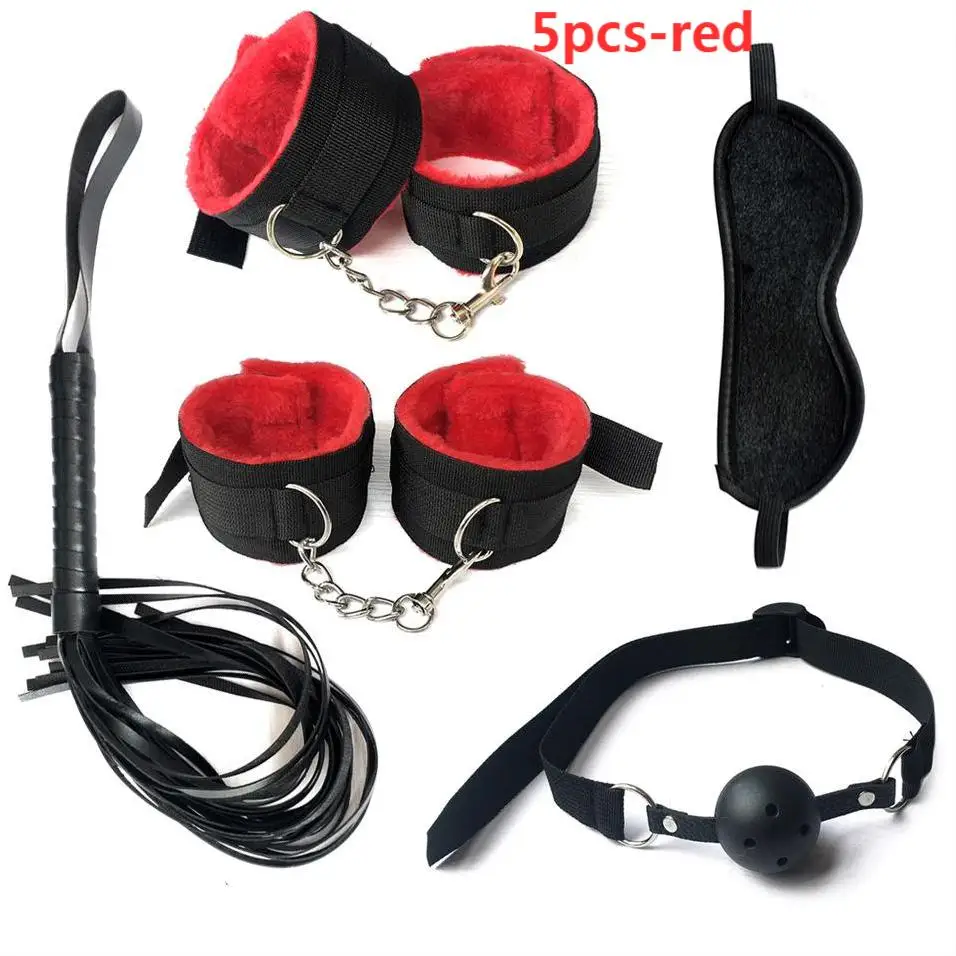 Sexy leather BDSM plush bondage bundle set blindfold handcuffs whip sex toys for women Nipple clip butt plug Exotic sex toys