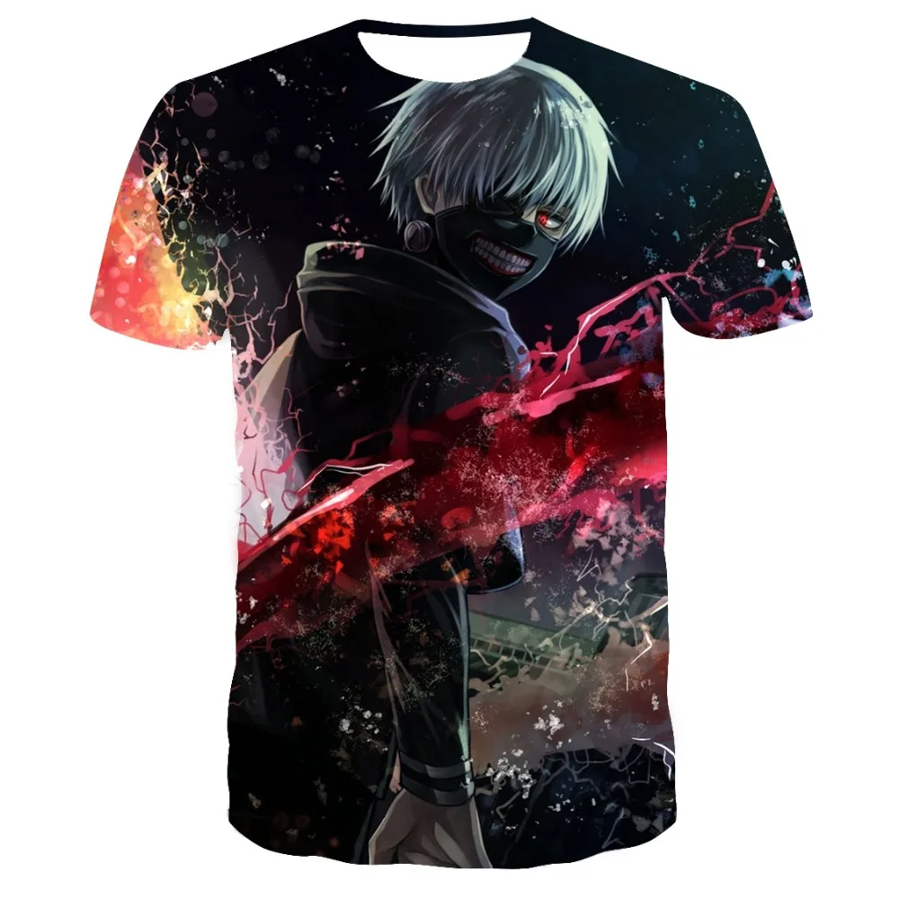 Аниме Kaneki Ken, футболка с 3d принтом, Мужская футболка в стиле хип-хоп с коротким рукавом, черные футболки, летние топы, стиль, модная мужская футболка s