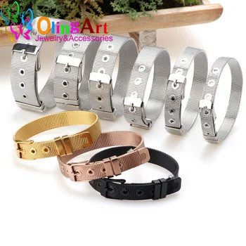 

Stainless Steel Mesh Charm Mesh Bracelet Simple Adjustable Bangle Silver color/Black 8/10/12/14/16/18mm Women Jewelry making