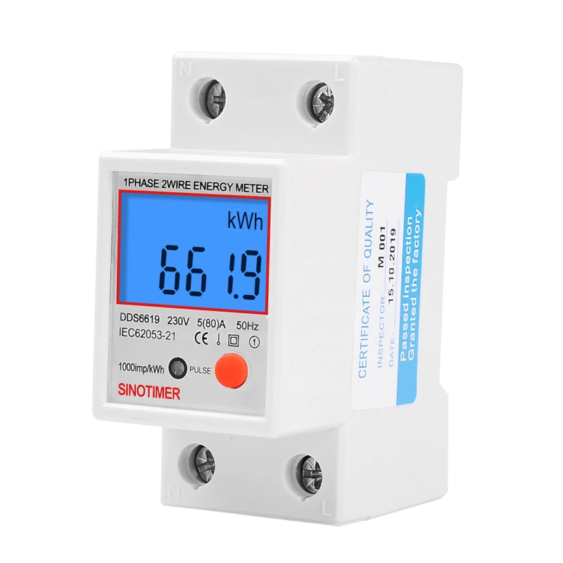 Reliable LED digital display Single Phase Din-rail Energy Meter Electric Meter for Measuring Circuits 