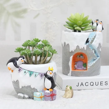 

Cartoon Antarctic Penguins Series Succulents Flower Pot Gardening Planters Cactus Succulent Flower Home Decoration Pen Holder