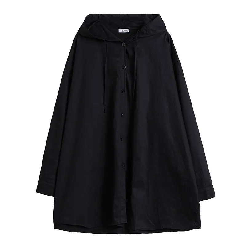 DIMANAF/женские куртки больших размеров, пальто, осенняя женская верхняя одежда больших размеров, свободная женская верхняя одежда, базовая повседневная одежда с капюшоном черного цвета, 100 кг