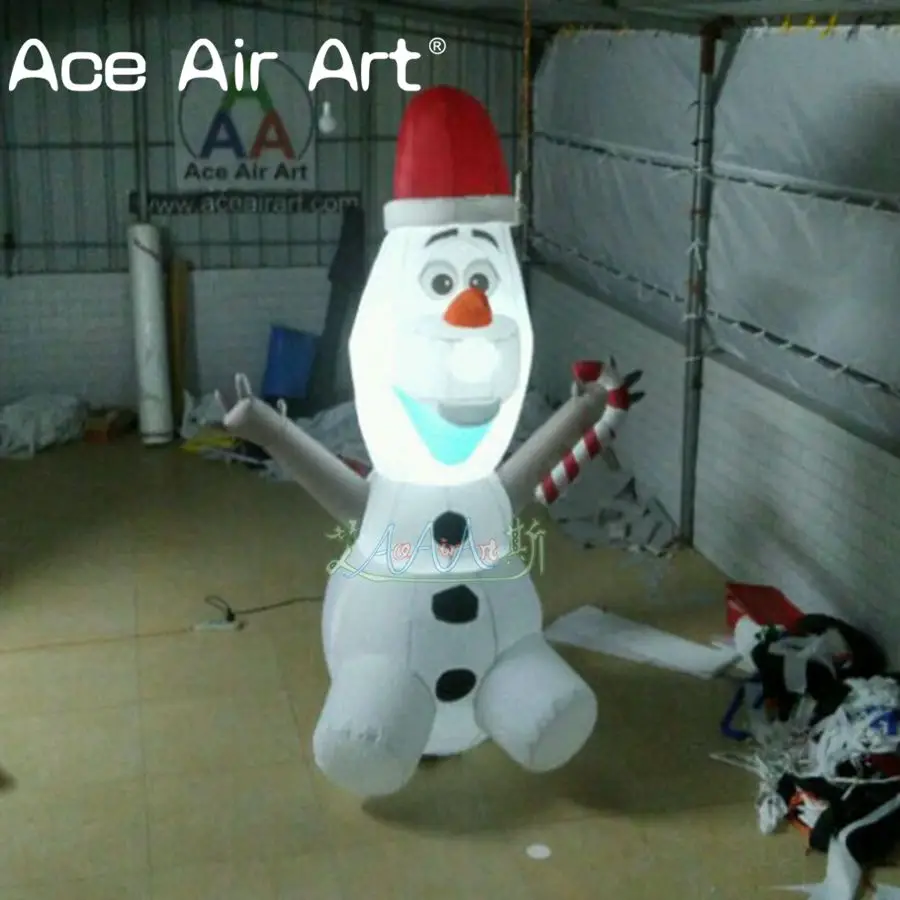 White LED lightening Olaf model snowman replica for Christmas inflatable olaf with free blower for