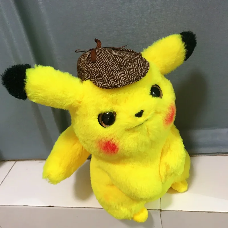 Takara Tomy Покемон 28 см детектива Пикачу Плюшевая Игрушка Аниме Кукла Высокое качество Мягкие подарки для хобби коллекционный фильм