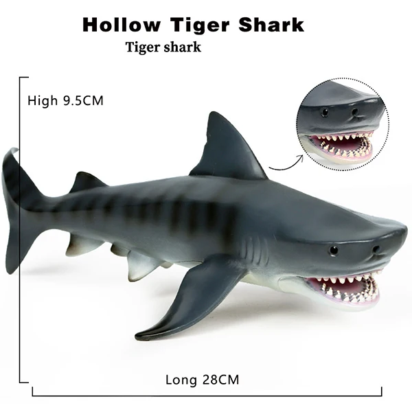 Hollow tiger shark Животное морская жизнь Морские животные кит Акула мегалодон подвижная фигурка-модель ПВХ океан животное обучающая игрушка для детей подарок - Цвет: Hollow tiger shark