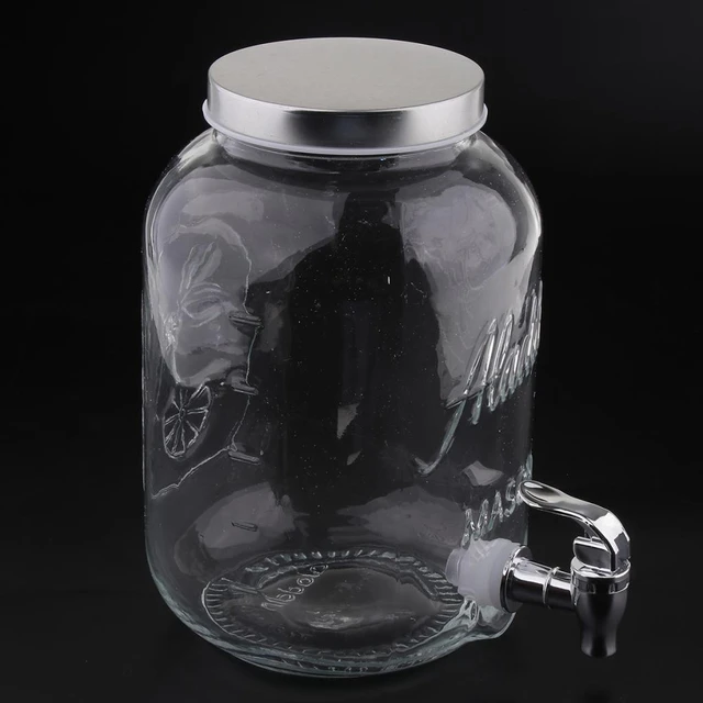 4L Glass Jar Party Juice Dispenser Glass Drink Beverage Dispenser with Tap  and Stand - AliExpress