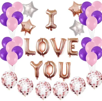 

LOVE Aluminum Foil Balloon Baby Shower Happy Birthday Party Supplies Wedding Site Arrangement Rose Gold Sequined Balloon LF795
