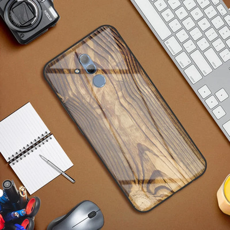 Чехол для телефона из закаленного стекла с рисунком древесины для Huawei maimang 7, черный мраморный узор, защитные чехлы maiman7