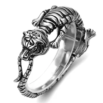 

Factory direct sale spot men titanium stainless steel jewelry punk style animal tigers bracelets bracelets