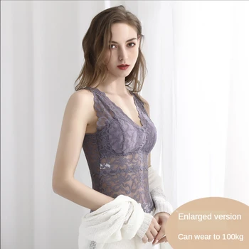 

SVOKOR Plus Size Lace Sling Vest Women Sexy Bra Without Underwire Comfortable Top Breathable Tube top Beautiful Back Underwear