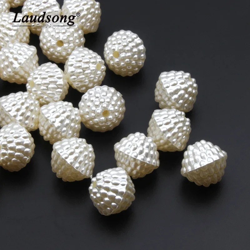 

10-100PCS 8/10/12/16MM White Imitation Pearl Round Grainy Beads For DIY Necklace Bracelet Beading Jewelry Making