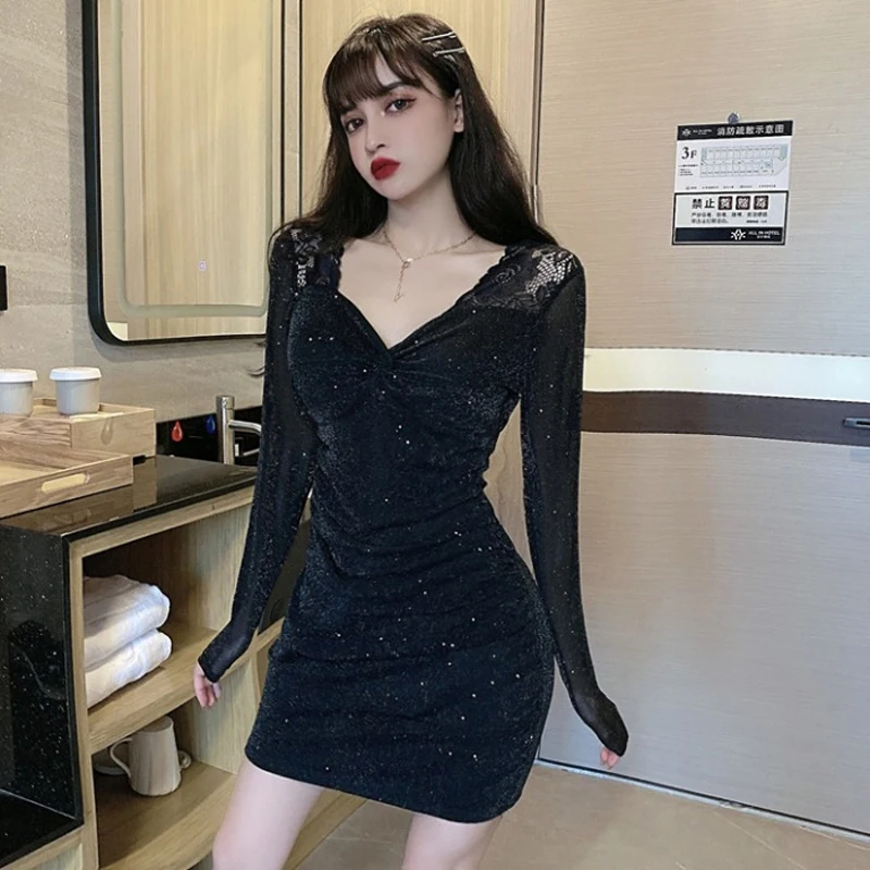 Новое Сетчатое кружевное блестящее облегающее платье сексуальные открытые