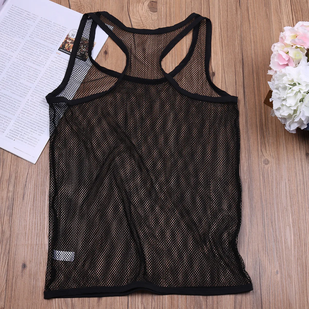 Transparent Undershirt Fishnet See-through Sleeveless Vest Breathable Bodybuilding Fitness Tank Top Sexy Men Singlet Underwear