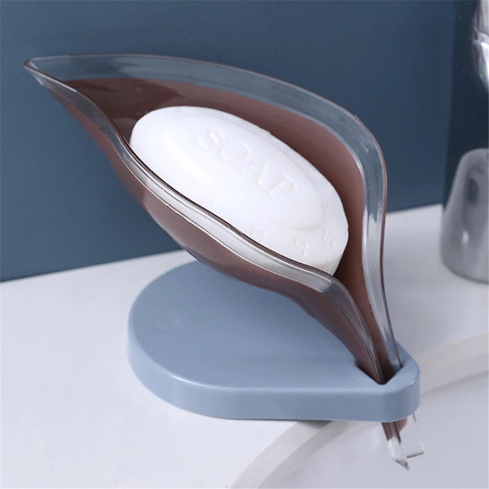 Soporte para jabón en forma de hoja, ABS, antideslizante, almacenamiento para baño, cocina, cepillo, estante, bandeja, contenedor, accesorios de baño