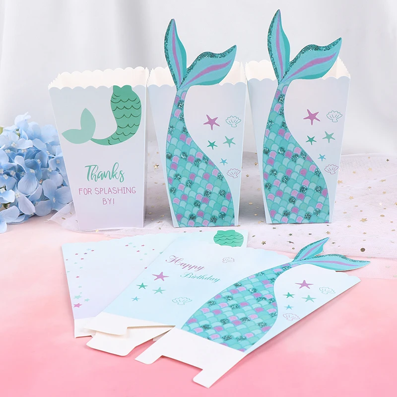 12 шт Русалка хвост под морем попкорн коробки вечерние сувениры День рождения