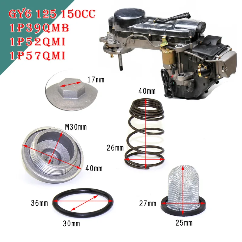 

GY6 50cc to 150cc 125/150 Engine Parts Plug Moped Oil Filter Drain Screw Scooter For Baotian Benzhou Znen Taotao Moped