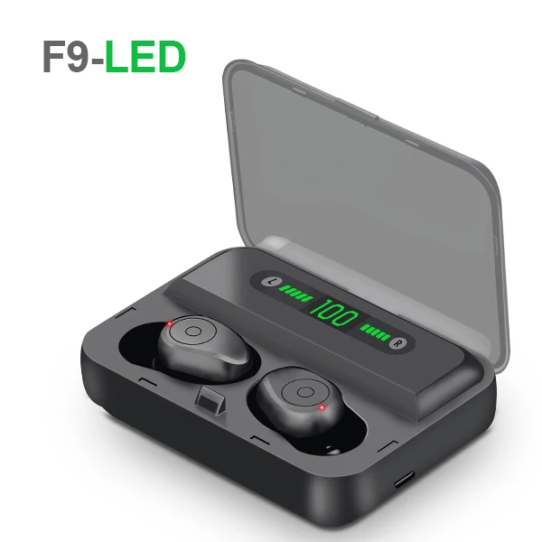 FBYEG TWS XG20 беспроводные наушники Bluetooth 5,0 мини спортивные наушники с зарядным устройством - Цвет: F9-BlACK-LED