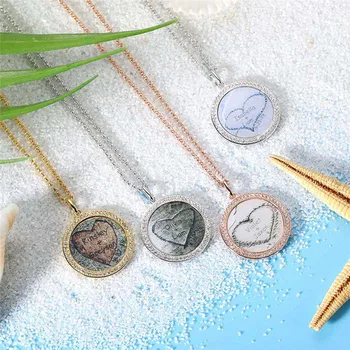 

AILIN Custom Words on Beach Necklace Heart Necklace for Women Personalized Name Date Crystal Necklace