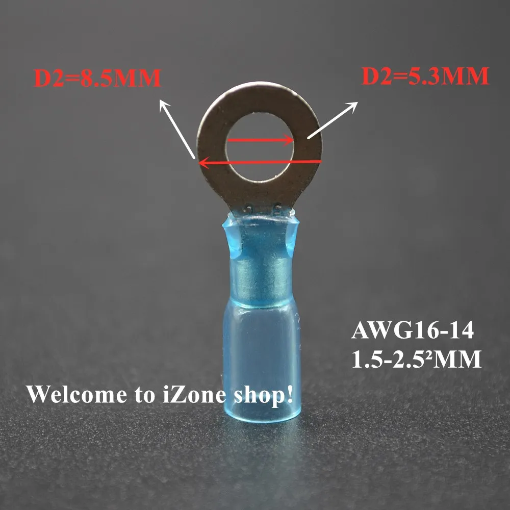 AWG16-14 кольцевые соединители для проводов с нейлоновой изоляцией, Термоусадочные кольцевые клеммы, набор обжимных соединителей для электрического провода, желтый, синий, красный