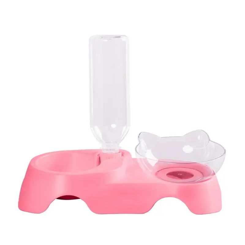 

2 in 1 Oblique Shaped Pet Double Bowls Cat Ear Shape Leak Proof Protection Bowl