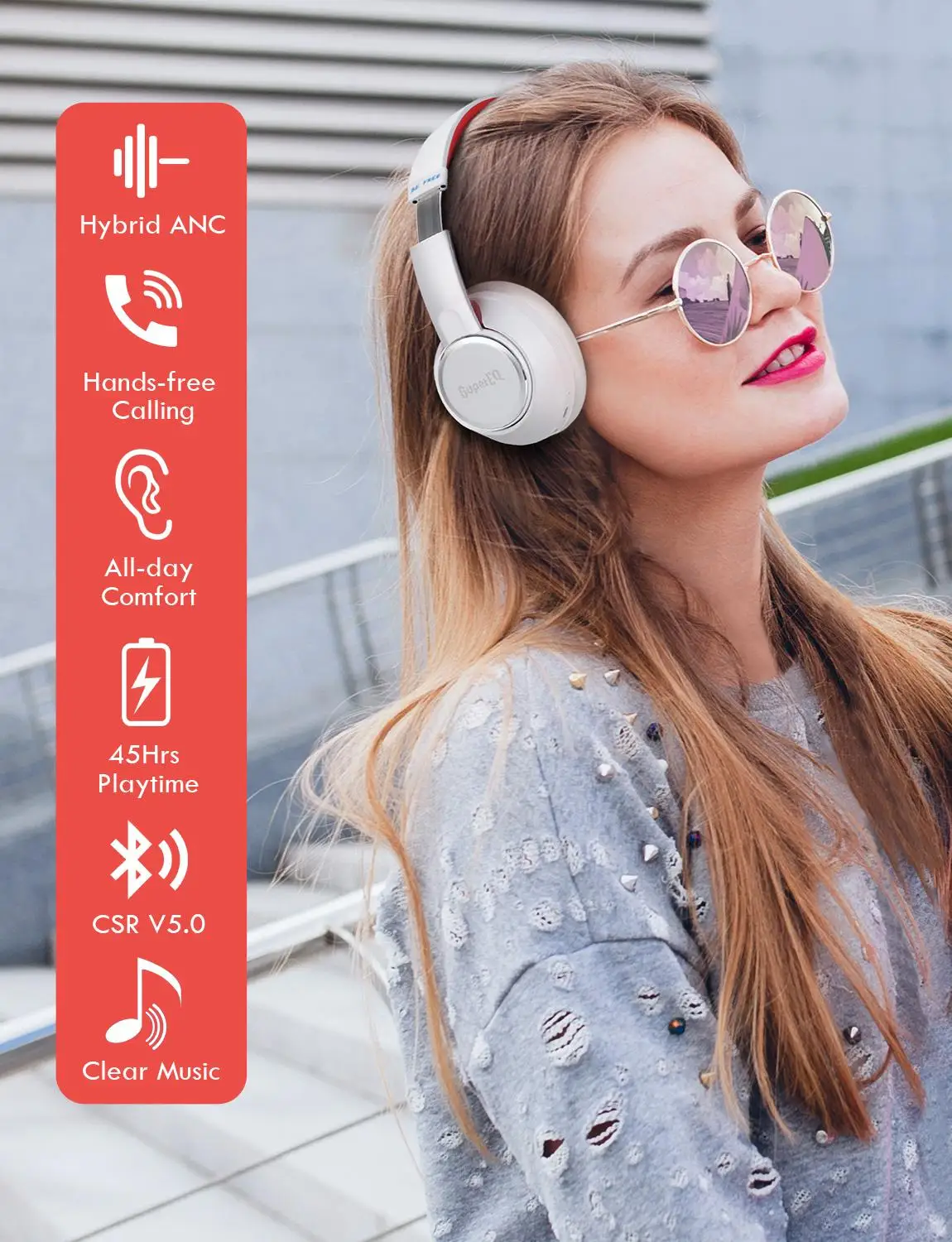 SuperEQ  Wireless Earphones Hybrid Active Noise