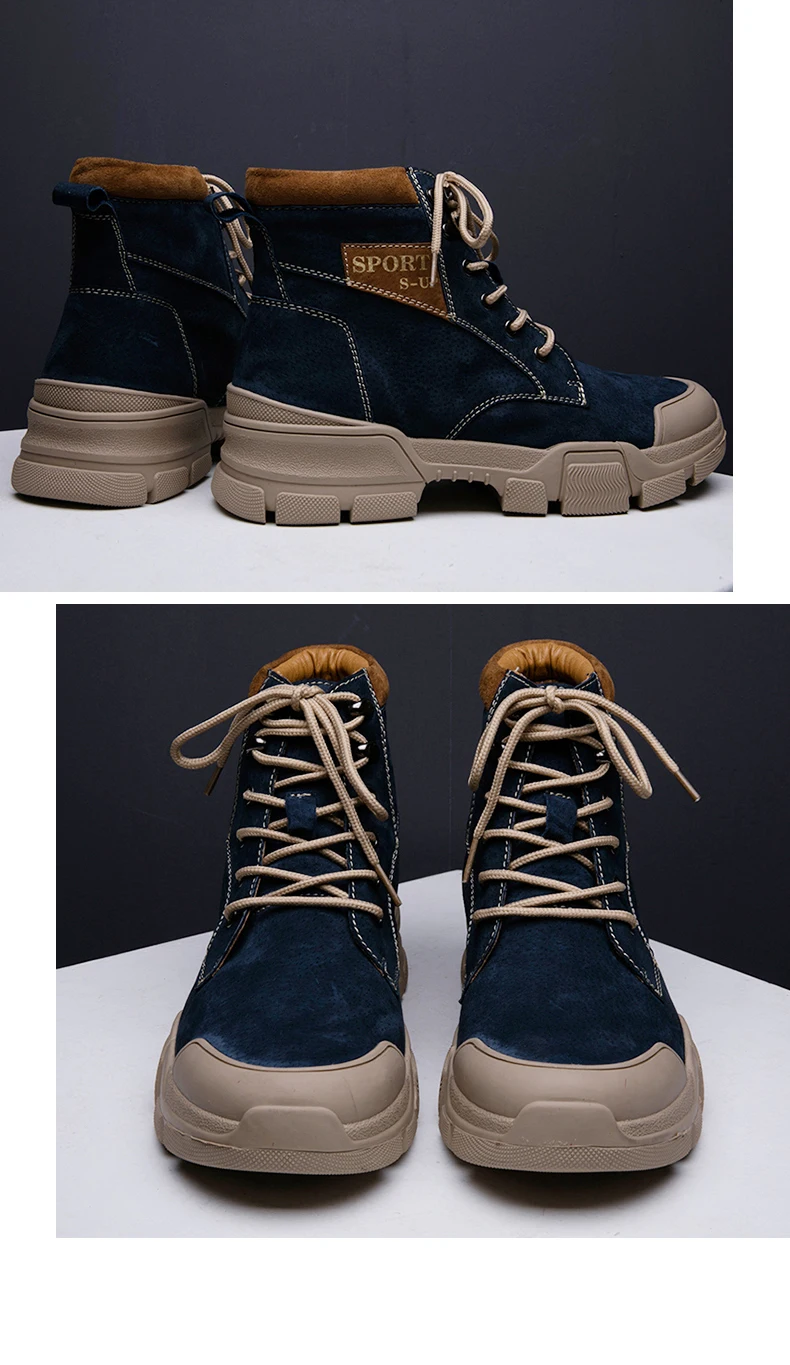 Autumn Winter Leather Men Boots Men's Casual Desert Boots Outdoor Comfortable Booties Men Lace Up Martin Boots