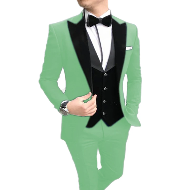 2023 Men Suits 3 Pieces Casual Slim Fit Black Notch Lapel Best Man Tuxedos For Wedding Party Suit (Blazer+Vest+Pants)