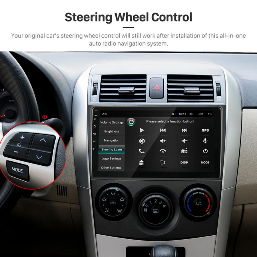  For Android 9.1 Quad-core RAM 1GB ROM 16GB 9'' Car Stereo Radio GPS WIFI BT DAB Mirror Link OBD For