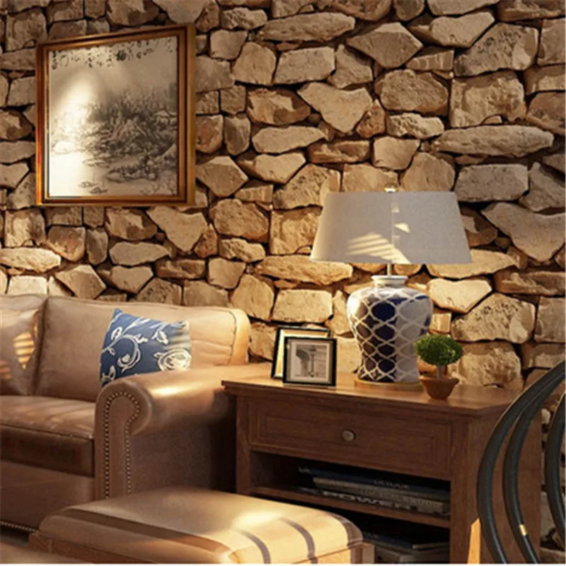 

Home Decor Retro 3D Imitation Stone PVC Wallpaper Waterproof Wallpaper For Living Room Shop Wall Decor 10mx53cm