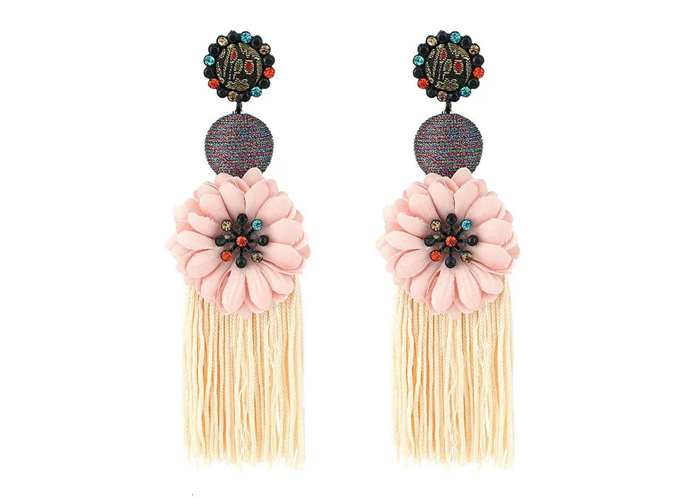 JOUVAL, цветные длинные серьги с бахромой в форме цветка для женщин, элегантные Висячие серьги-капли, стразы, этнические летние ювелирные изделия