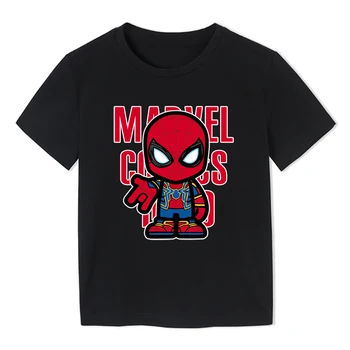 

Children's Cute T-Shirt 2020 Super Hero Pattern Spider Man Hulk Print Tee Tops Boys Black T-Shirt 3-12t