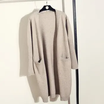 

Women Flat Knitted Loose Tops Sweaters Long Sleeve Long Cardigans Breathable Female Autumn Sweater