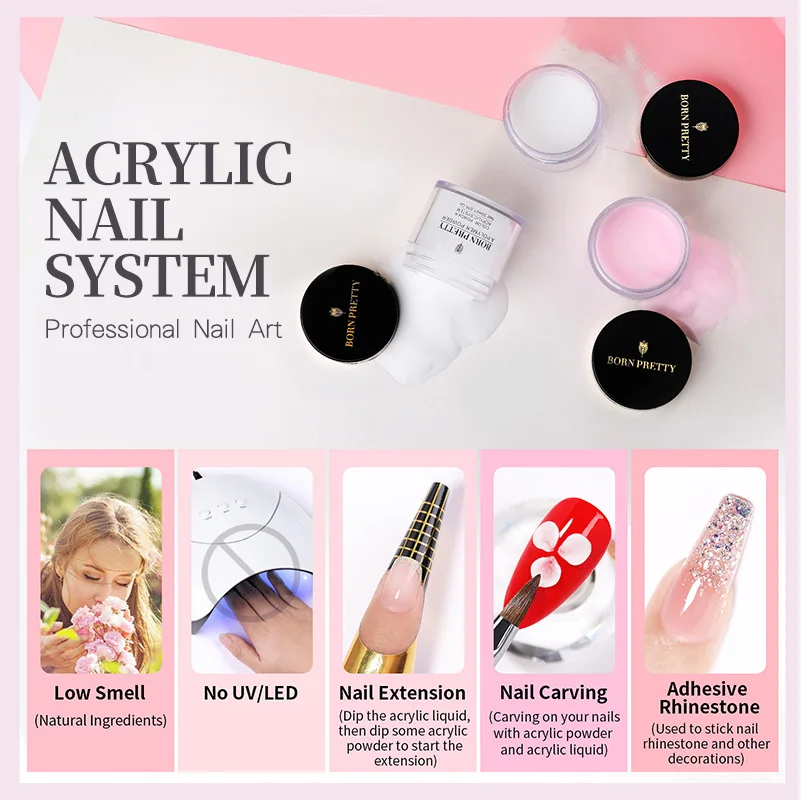 Acrylic Powder Set Pink White Clear Acrylic Nail Kit for Nails Extension Professional Nail Art Liquid Set nail powder nail acrylic liquid acrylic nail powder nail kit