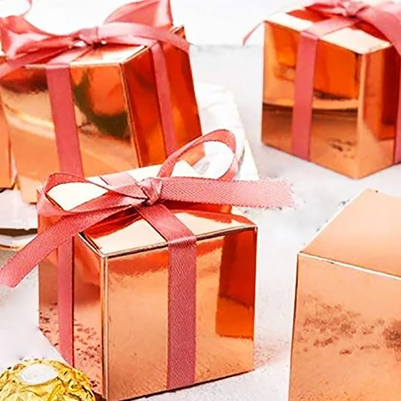 

20pcs Party Supplies Gift Box Solid Color Rose Gold baby shower Candy Box Paper Boxes Packing Cookie Bags kids birthday decor