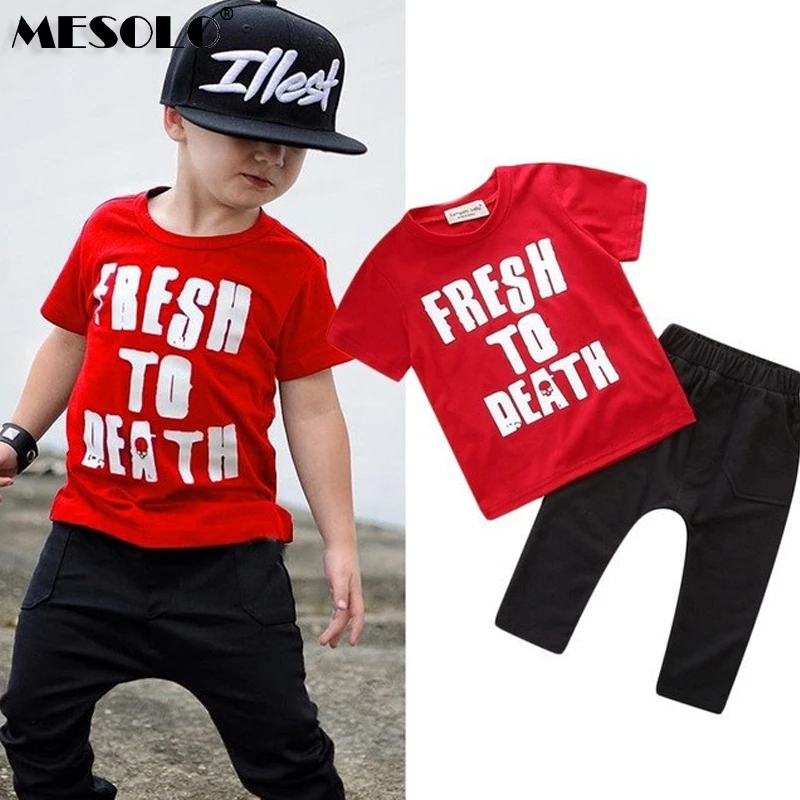 Boy Clothes Set Letter Short Sleeve T-shirt Pants Set Of 2 Summer Children's Wear INS Style Boy Baby Clothings Set