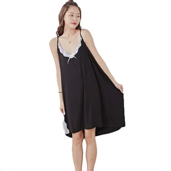 

Summer women's shoulder belt adjustable lace suspender nightdress plus fat plus size
